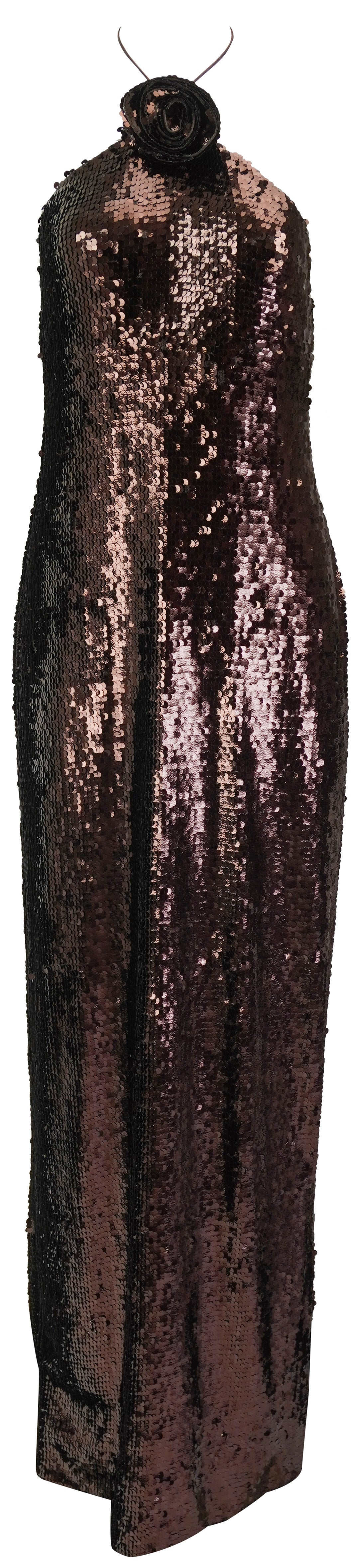 Magda Butrym Floral Appliqué Sequin Gown in Brown - Discounts on Magda Butrym at UAL