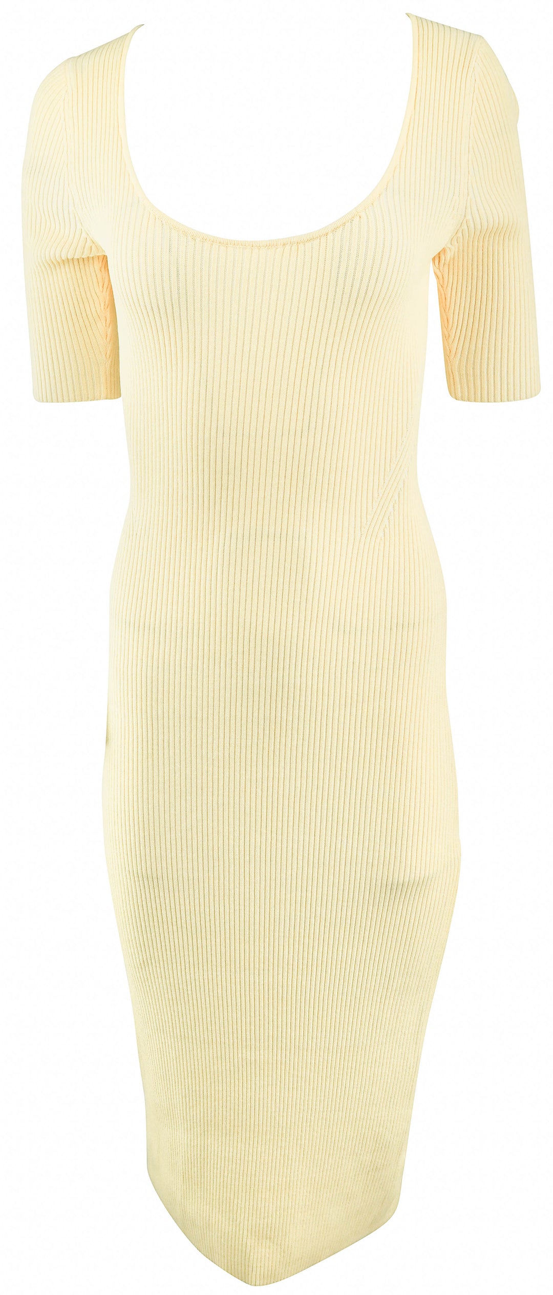 Ganni Ribbed Dress in Yellow - Discounts on Ganni at UAL
