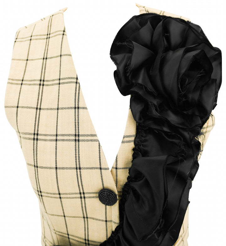 Hellessy Pasqual Vest in Tan and Black Check - Discounts on Hellessy at UAL