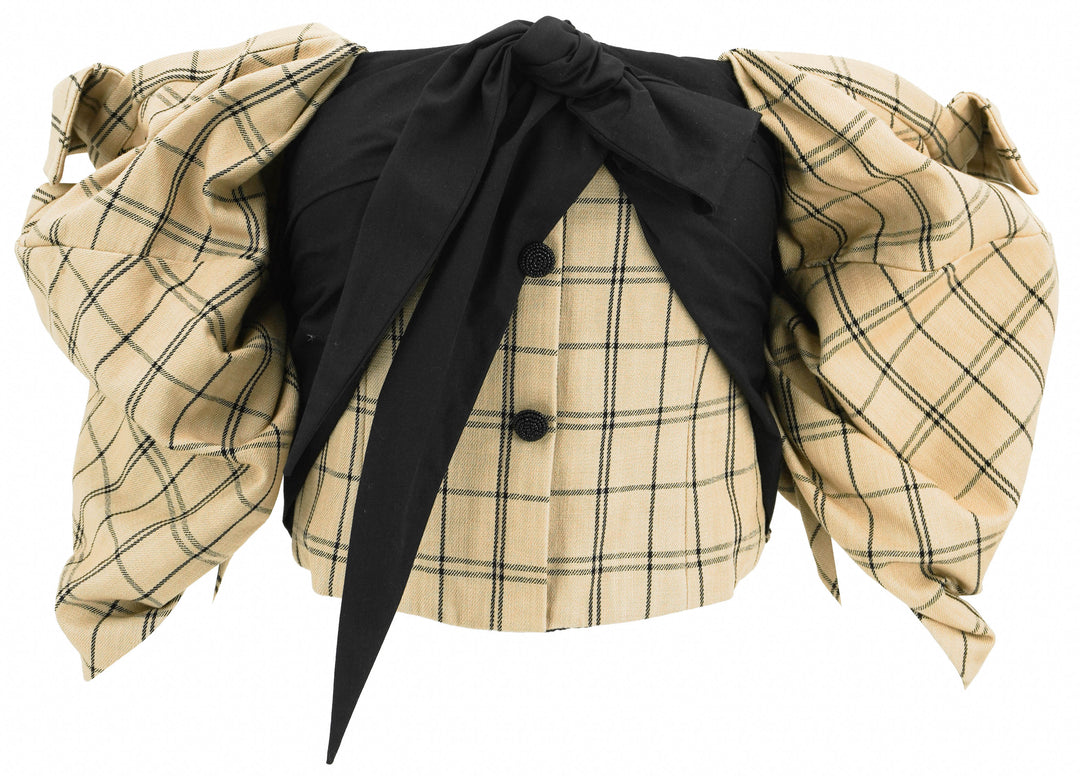 Hellessy Magda Bustier in Tan and Black Check - Discounts on Hellessy at UAL