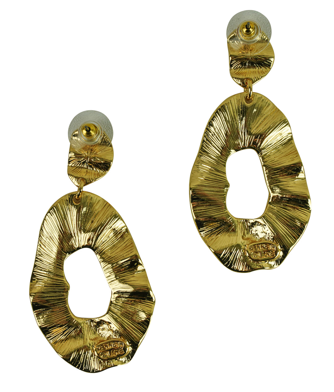 Kenneth Jay Lane Rippled Drop Hoops in Gold