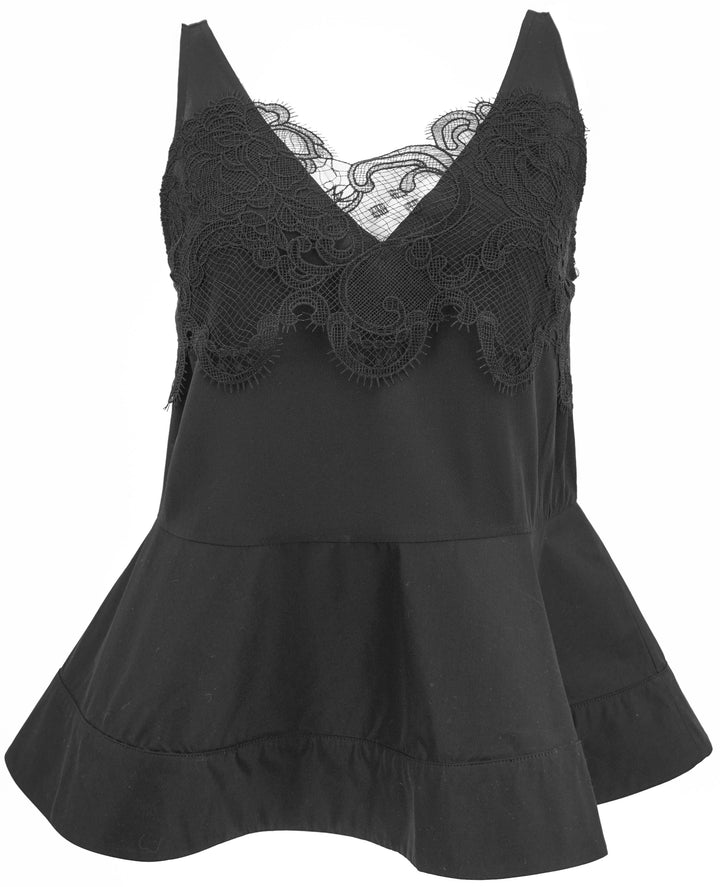 Phillip Lim Peplum Hem Tank with Lace Detail in Black - Discounts on Phillip Lim at UAL