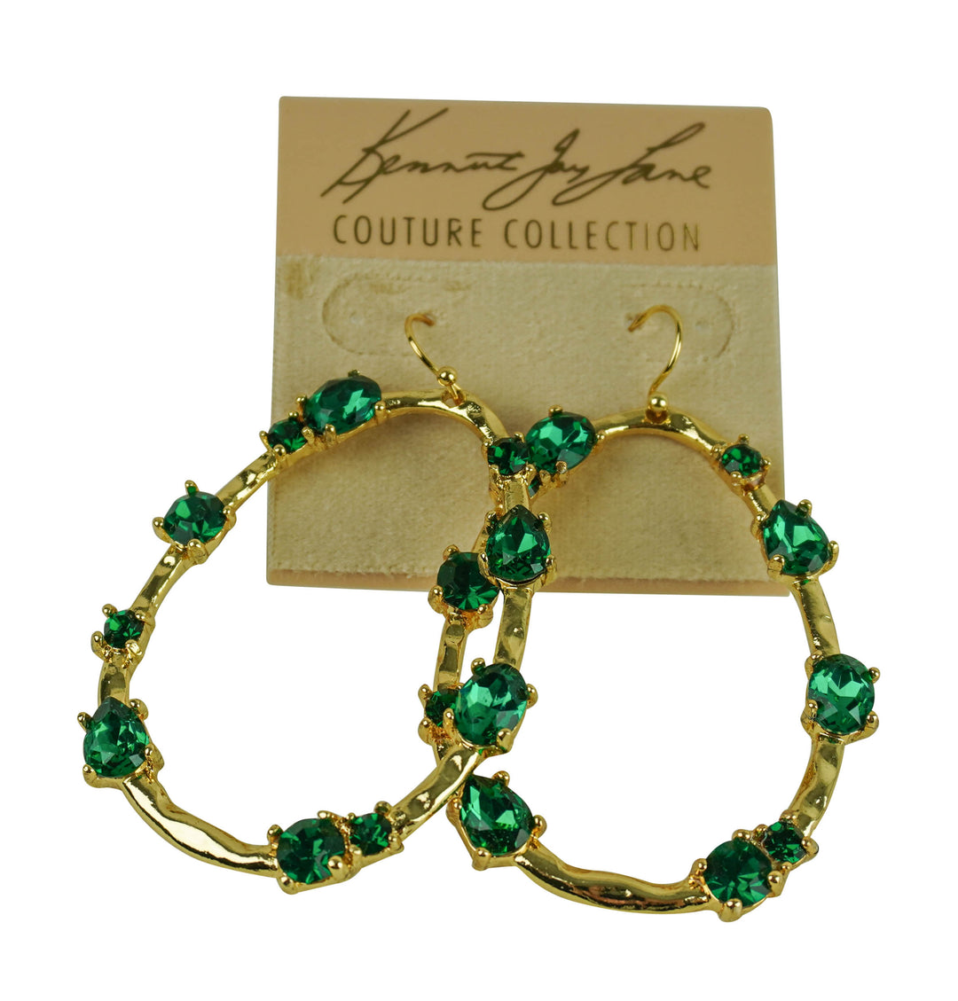 Kenneth Jay Lane Teardrop Hoop Earring in Emerald