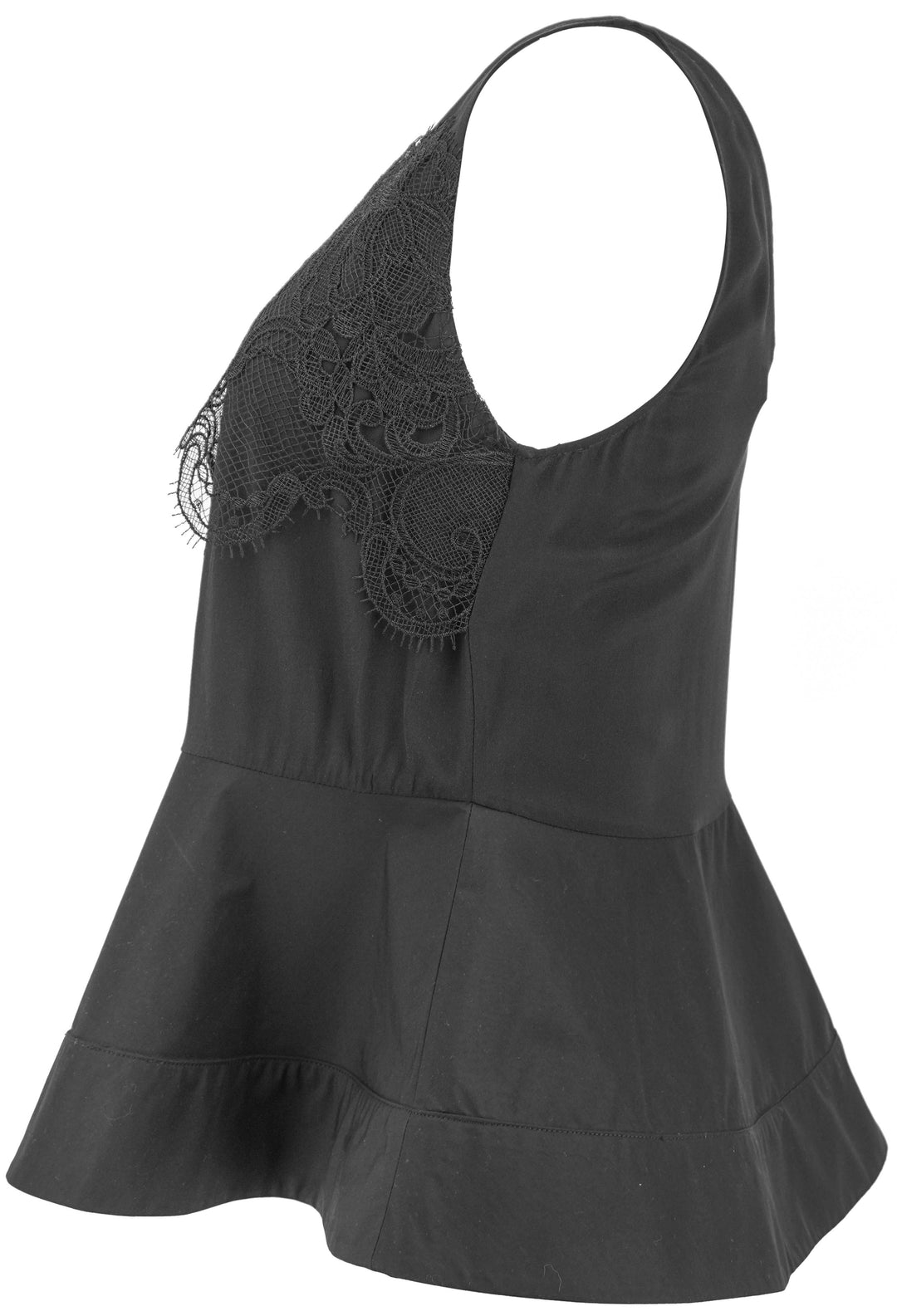 Phillip Lim Peplum Hem Tank with Lace Detail in Black - Discounts on Phillip Lim at UAL