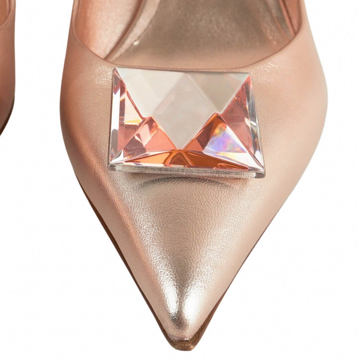 Valentino Crystal Embellished Pumps in Rose Quartz - Discounts on Valentino at UAL