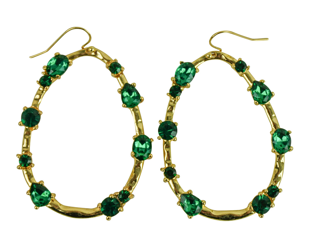 Kenneth Jay Lane Teardrop Hoop Earring in Emerald