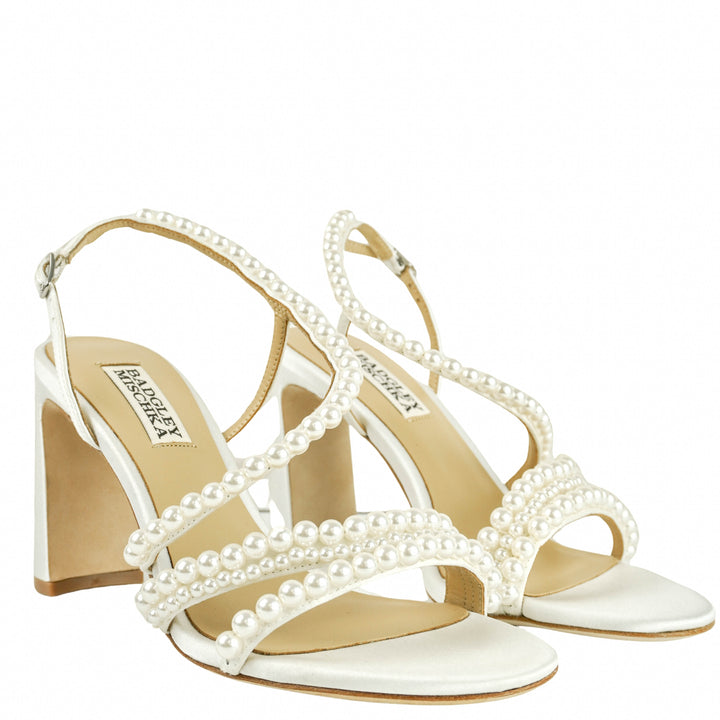 Badgley Mischka Amora Heels in White - Discounts on Badgley Mischka at UAL