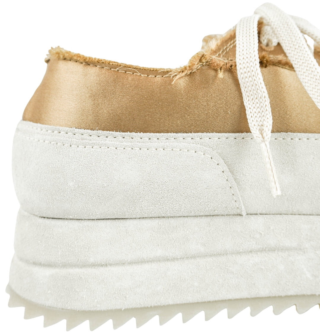 Pedro García Orella Frayed Satin Sneakers in Brulee Satin - Discounts on Pedro García at UAL