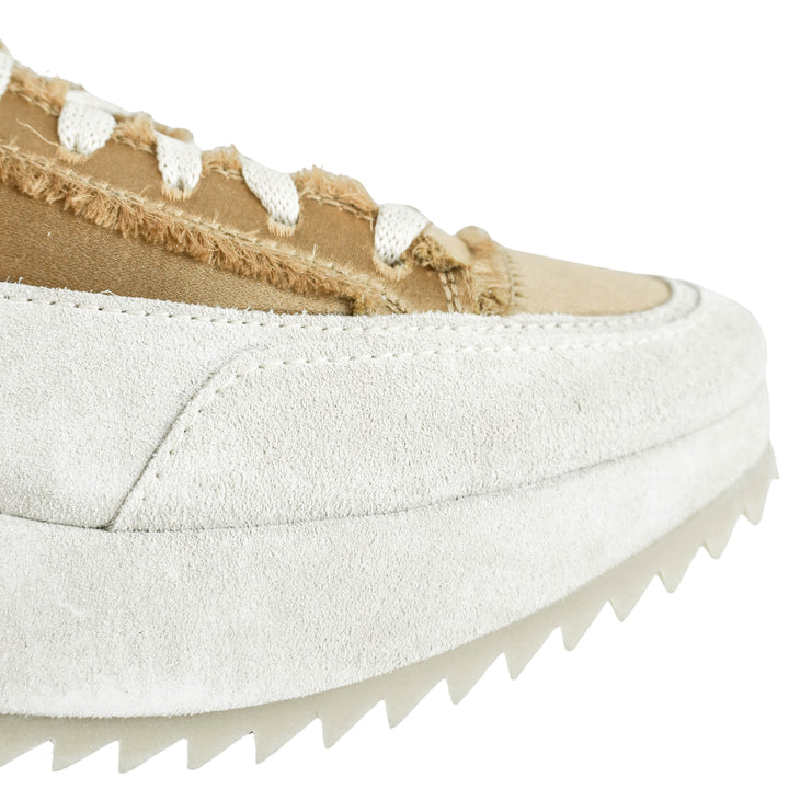 Pedro García Orella Frayed Satin Sneakers in Brulee Satin - Discounts on Pedro García at UAL