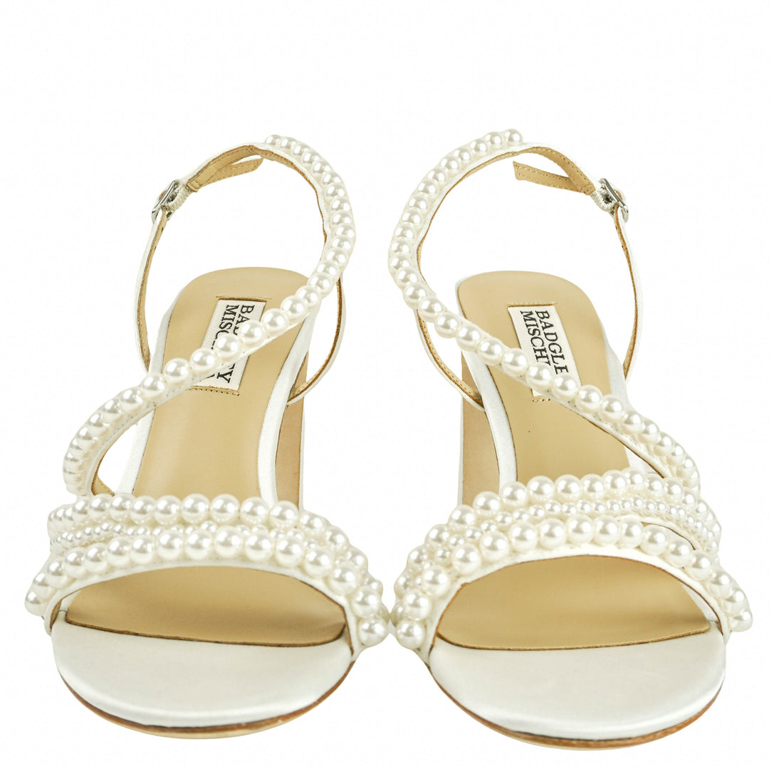 Badgley Mischka Amora Heels in White - Discounts on Badgley Mischka at UAL