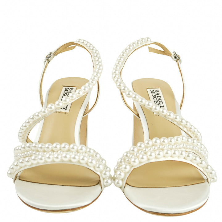 Badgley Mischka Amora Heels in White - Discounts on Badgley Mischka at UAL