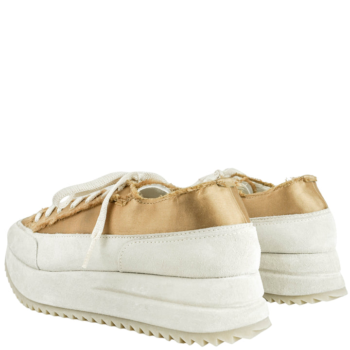 Pedro García Orella Frayed Satin Sneakers in Brulee Satin - Discounts on Pedro García at UAL