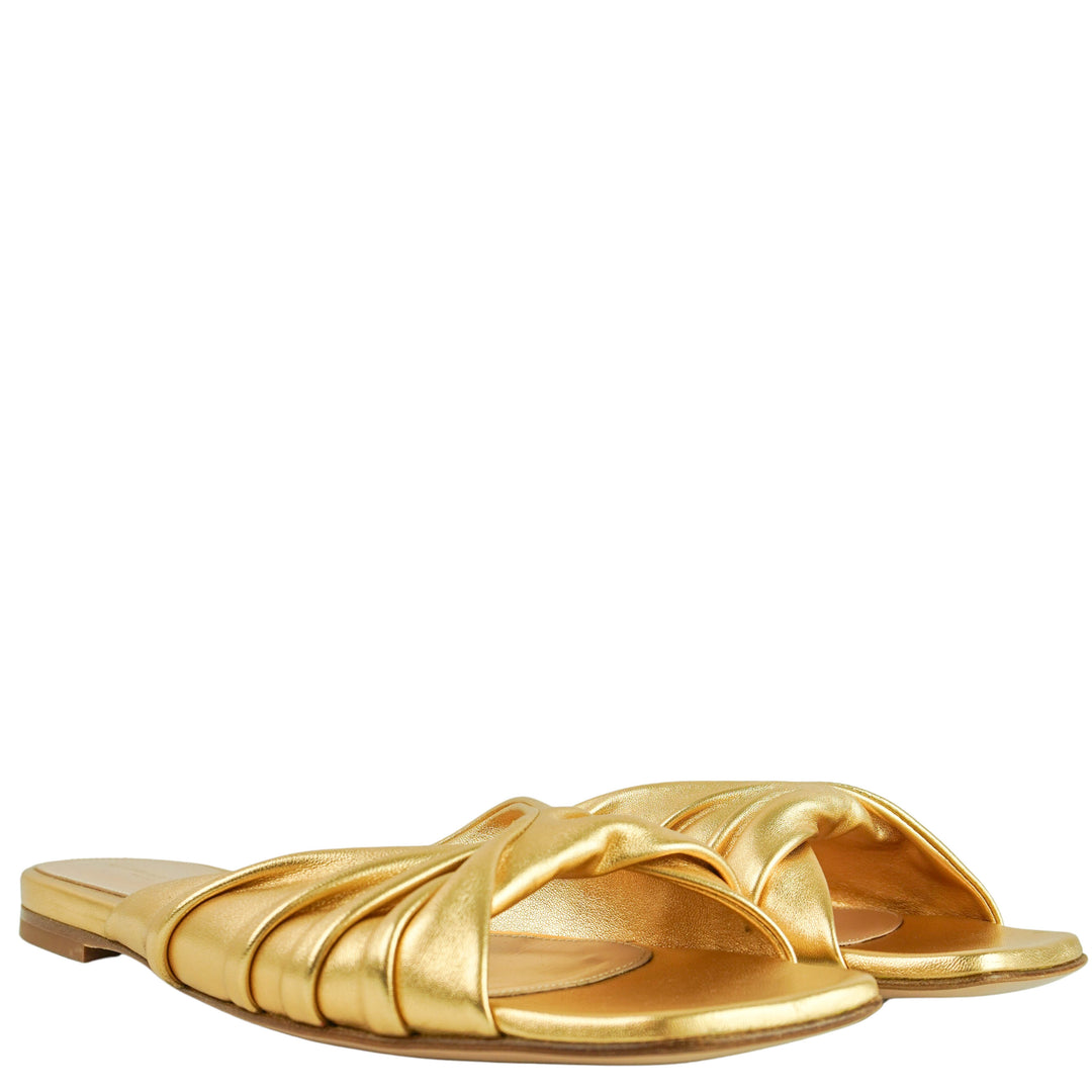 Gianvito Rossi Selene Sandals in Gold - Discounts on Gianvito Rossi at UAL