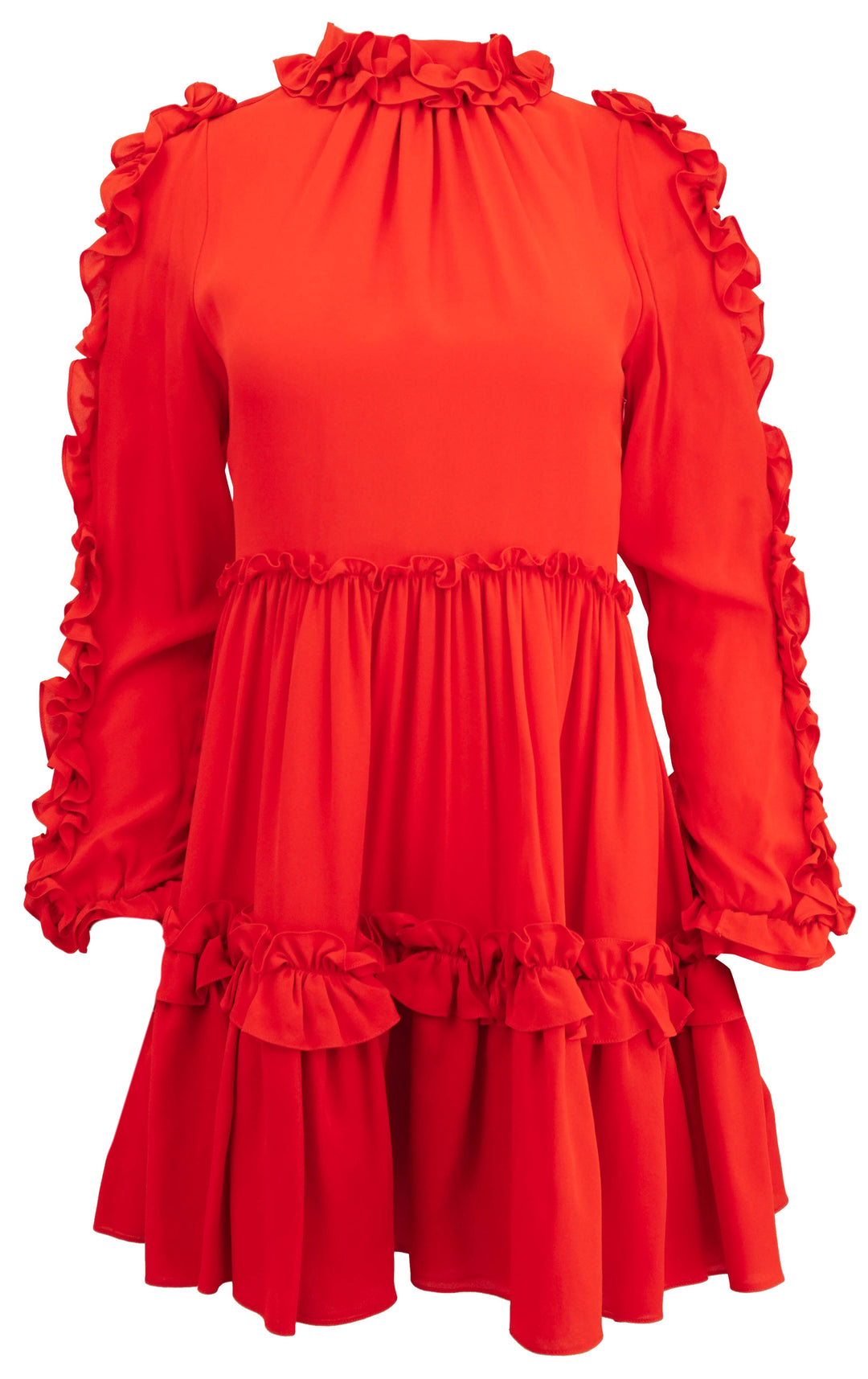 Dice Kayek Ruffled Silk Mini Dress in Burnt Orange - Discounts on Dice Kayek at UAL