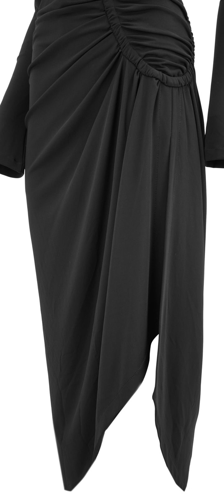 Off-White Crepe Draped Midi Dress in Black - Discounts on Off White at UAL