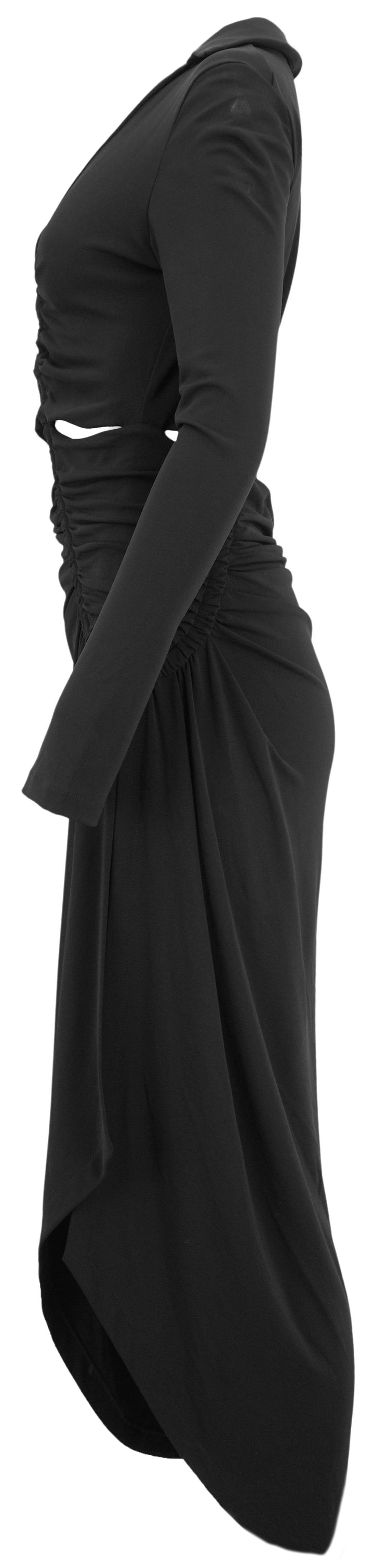 Off-White Crepe Draped Midi Dress in Black - Discounts on Off White at UAL