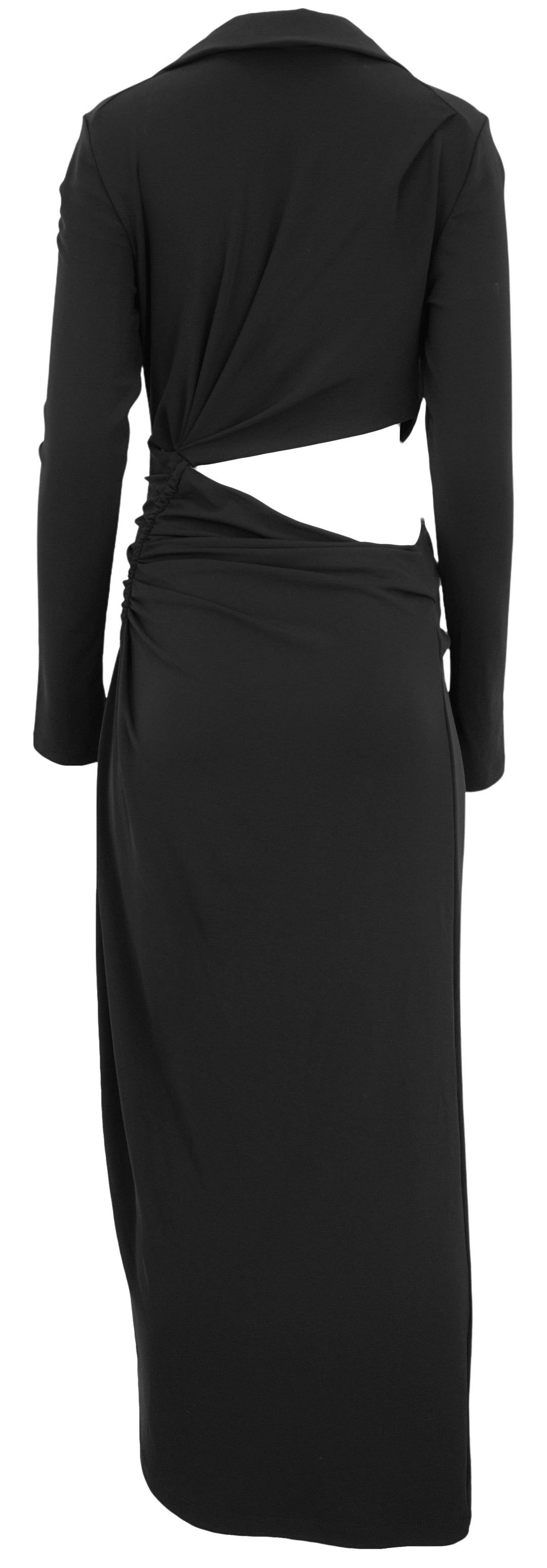 Off-White Crepe Draped Midi Dress in Black - Discounts on Off White at UAL