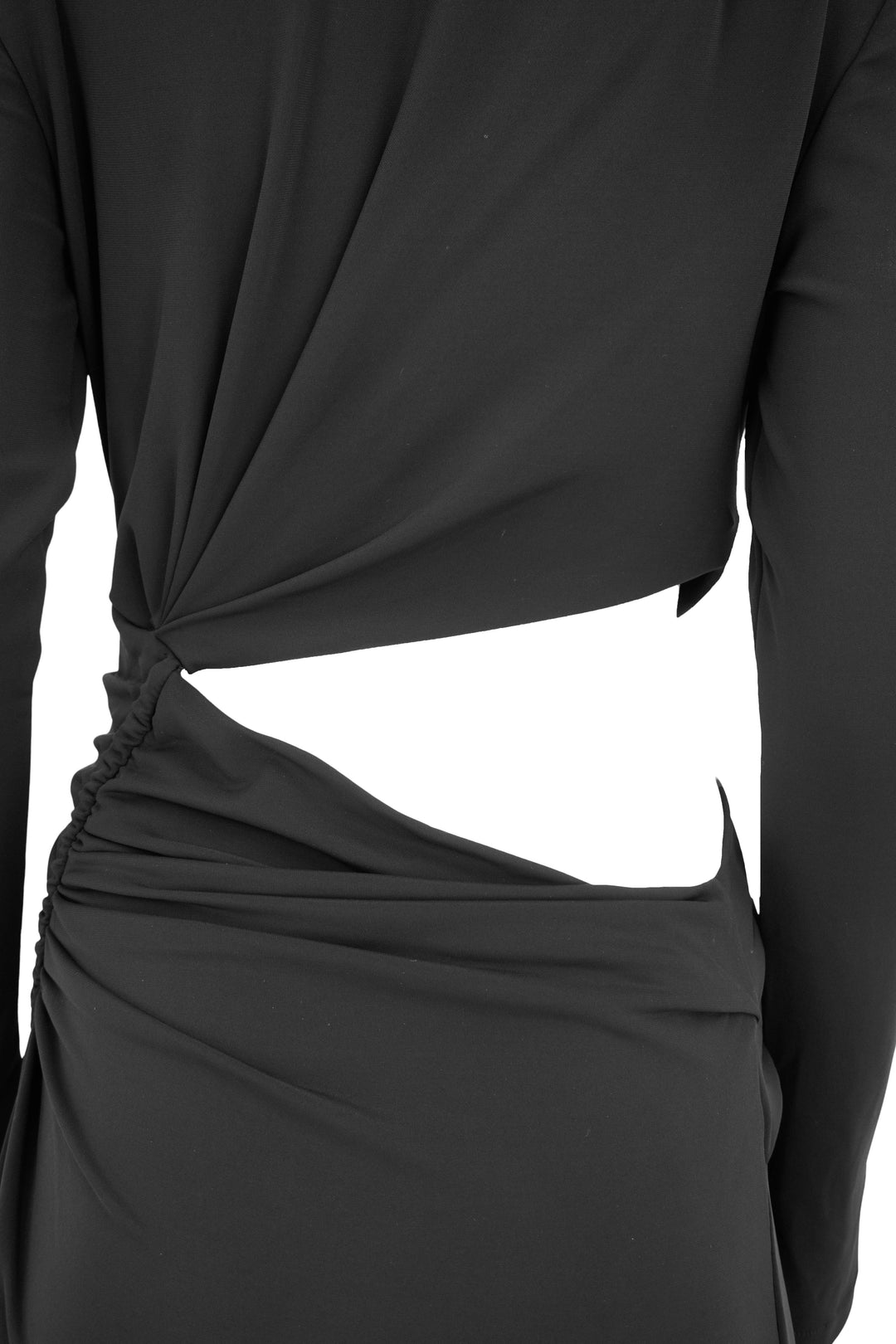 Off-White Crepe Draped Midi Dress in Black - Discounts on Off White at UAL