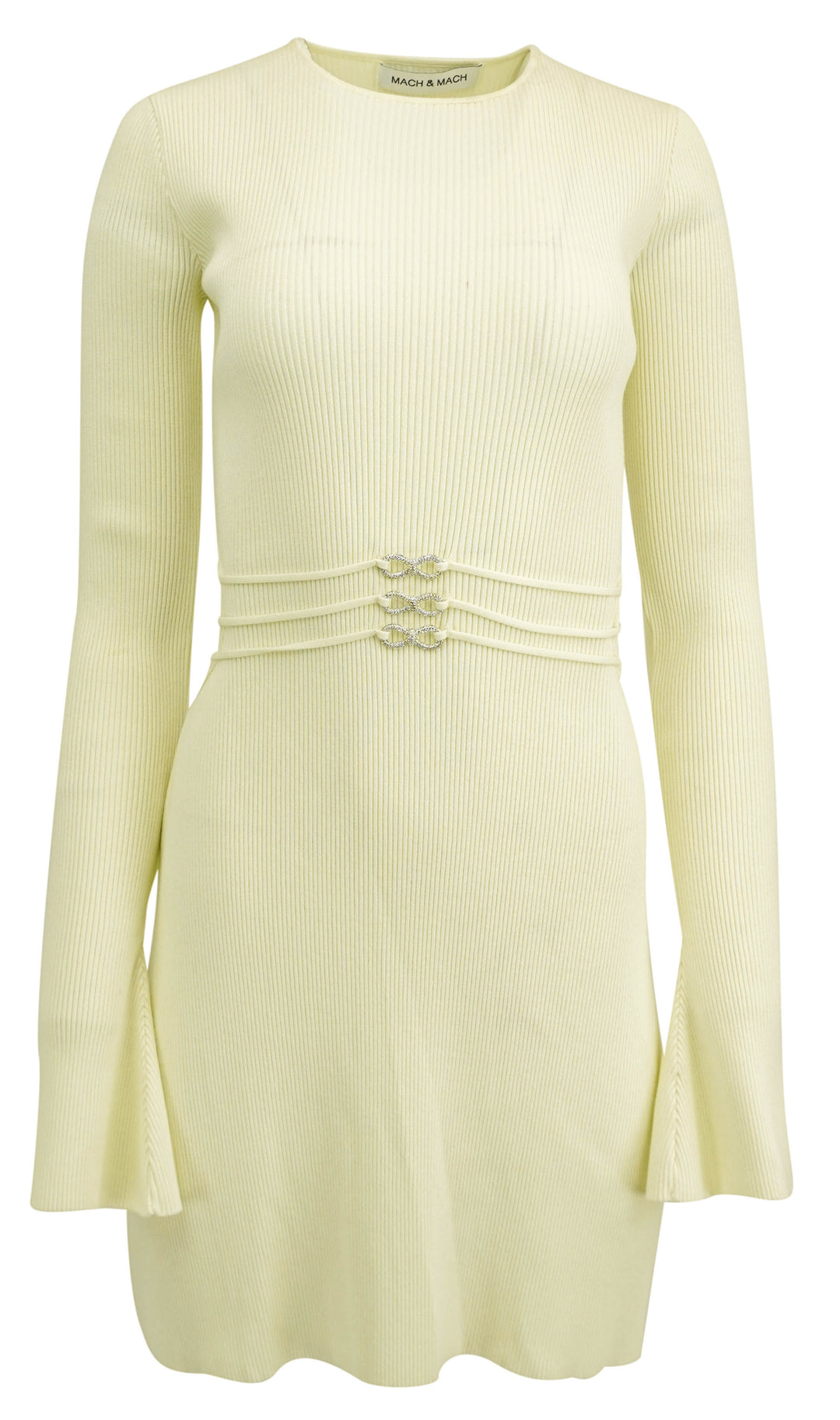 Mach & Mach Rib Knit Mini Dress in Cream - Discounts on Mach & Mach at UAL