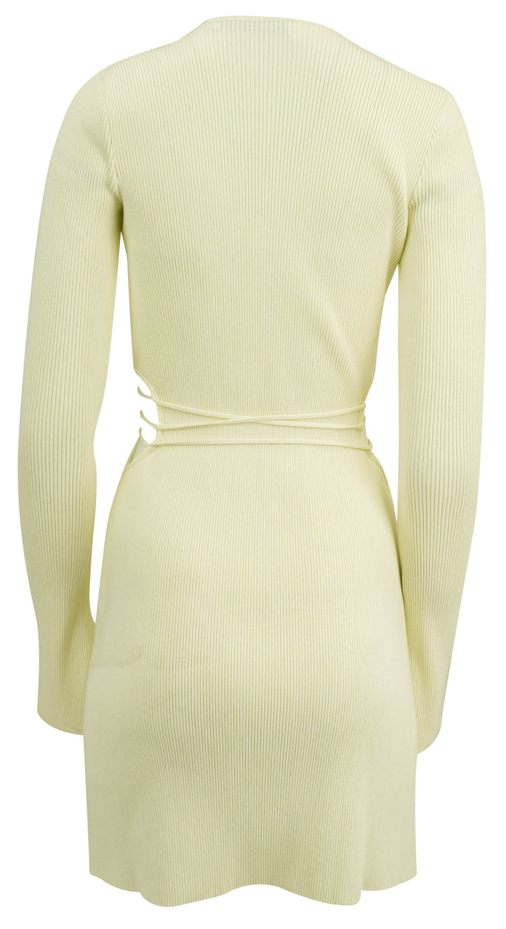 Mach & Mach Rib Knit Mini Dress in Cream - Discounts on Mach & Mach at UAL