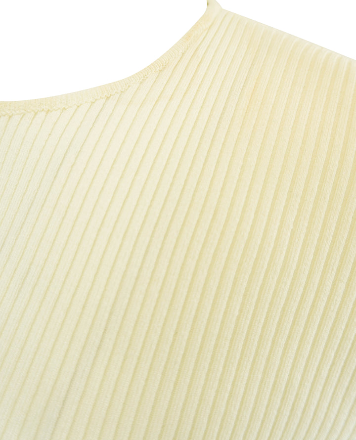 Mach & Mach Rib Knit Mini Dress in Cream - Discounts on Mach & Mach at UAL