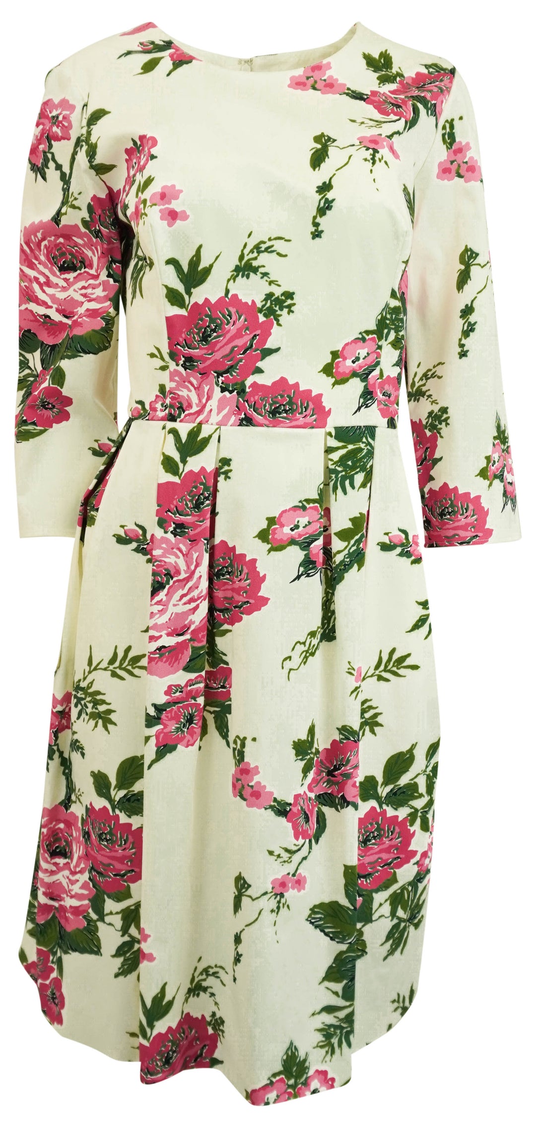 Carolina Herrera Elbow Sleeve Floral Dress in White Multi - Discounts on Carolina Herrera at UAL