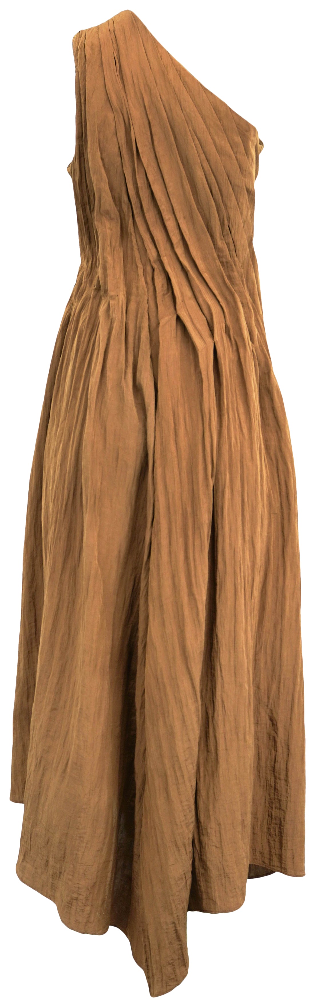Abadia Syvie One Shoulder Dress in Brown - Discounts on Abadia at UAL