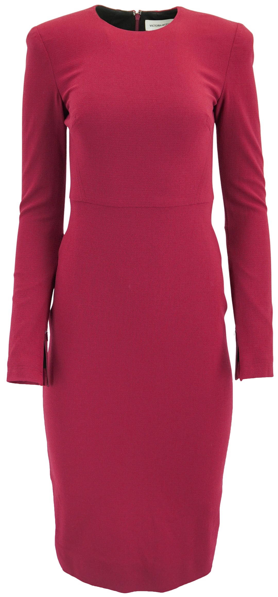 Victoria Beckham Long Sleeve Midi Dress in Oxblood