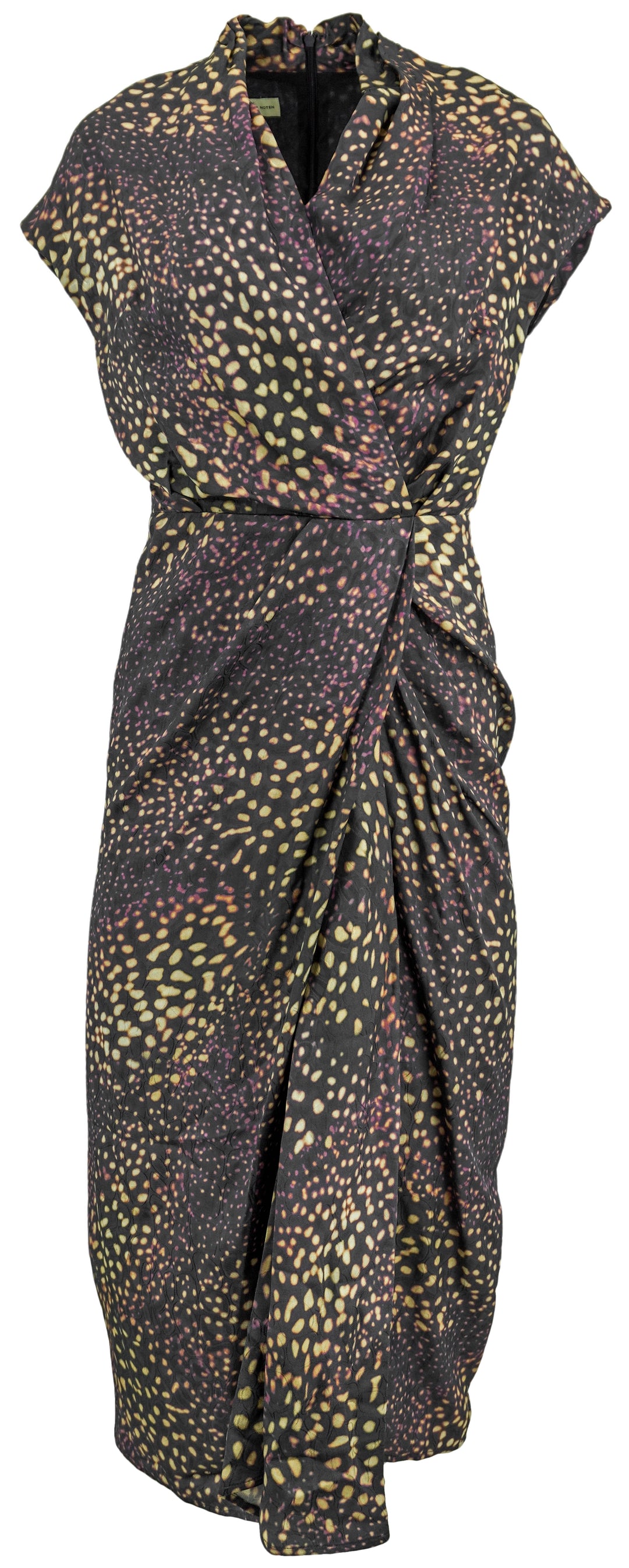 Dries Van Noten Wrap-Effect Printed Dress in Purple - Discounts on Dries Van Noten at UAL