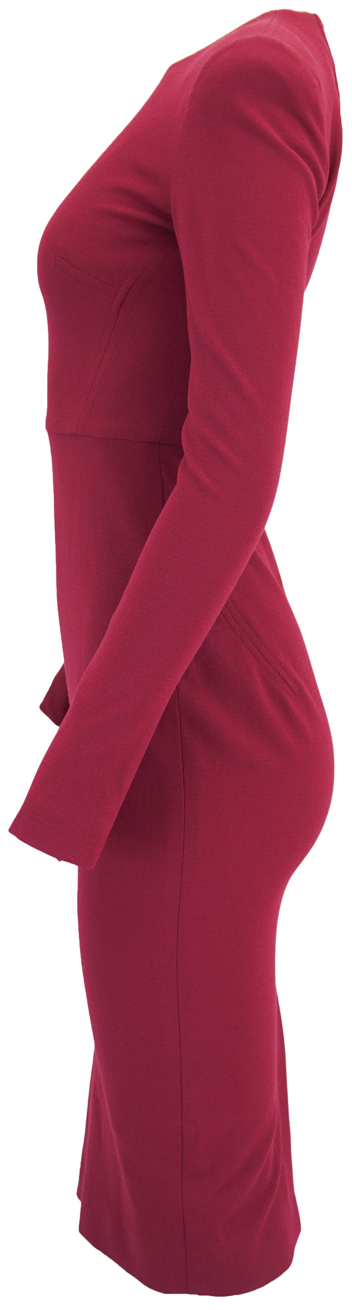 Victoria Beckham Long Sleeve Midi Dress in Oxblood