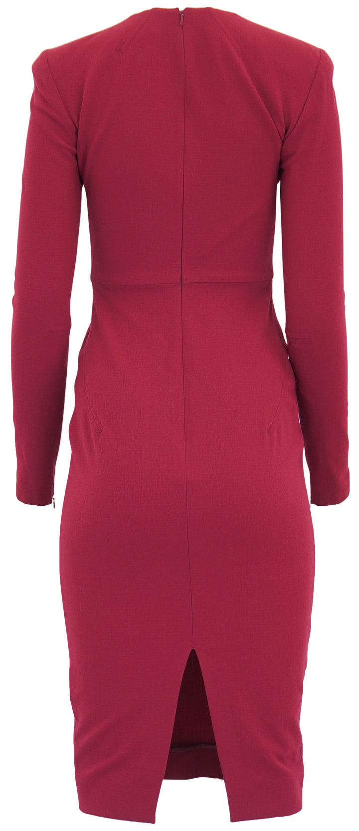 Victoria Beckham Long Sleeve Midi Dress in Oxblood