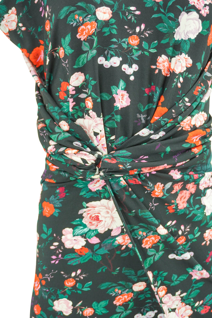Paco Rabanne Twist Detail Dress in Black Floral - Discounts on Paco Rabanne at UAL