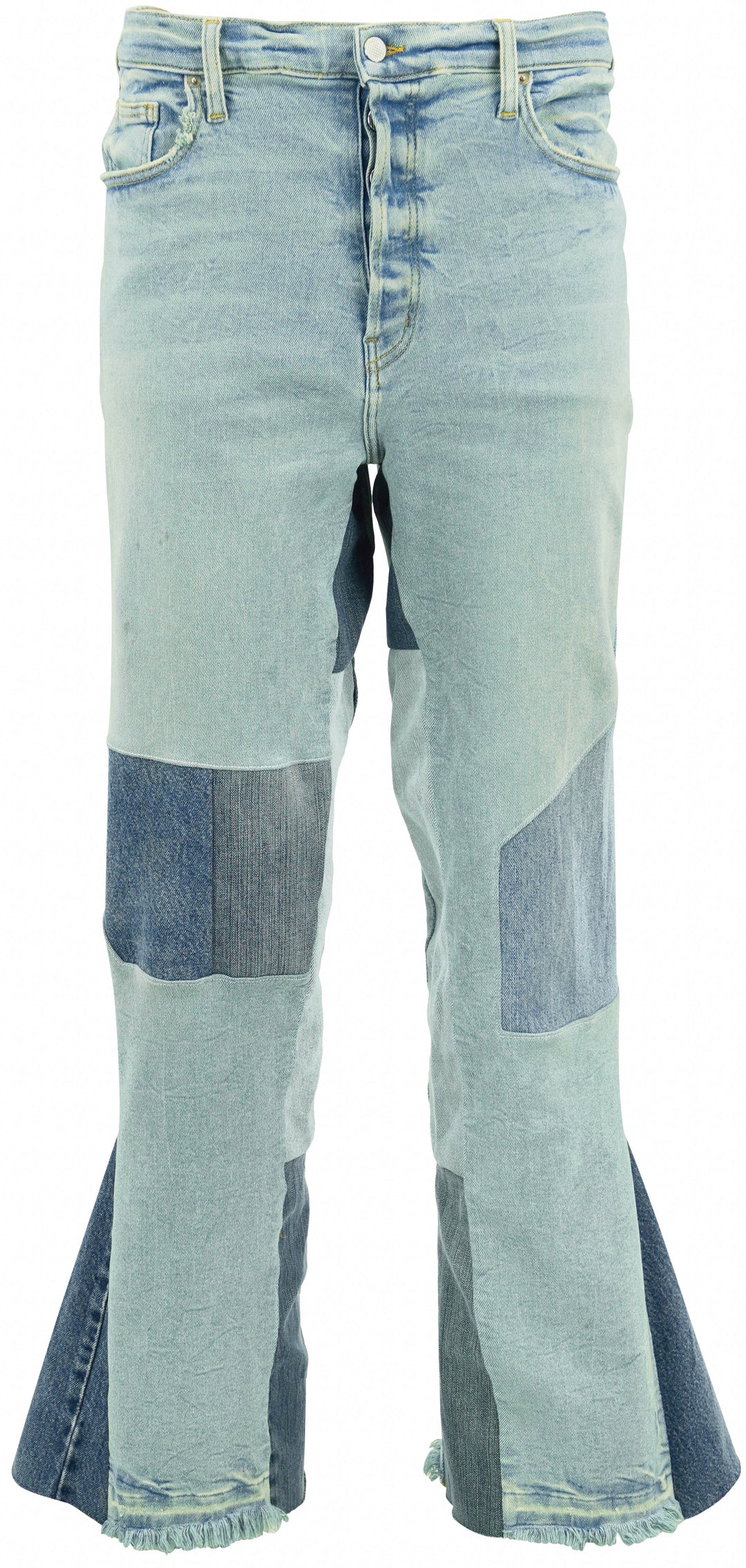 Lost Daze Patchwork Flared Jeans in Multicolor Denim - Discounts on Lost Daze at UAL