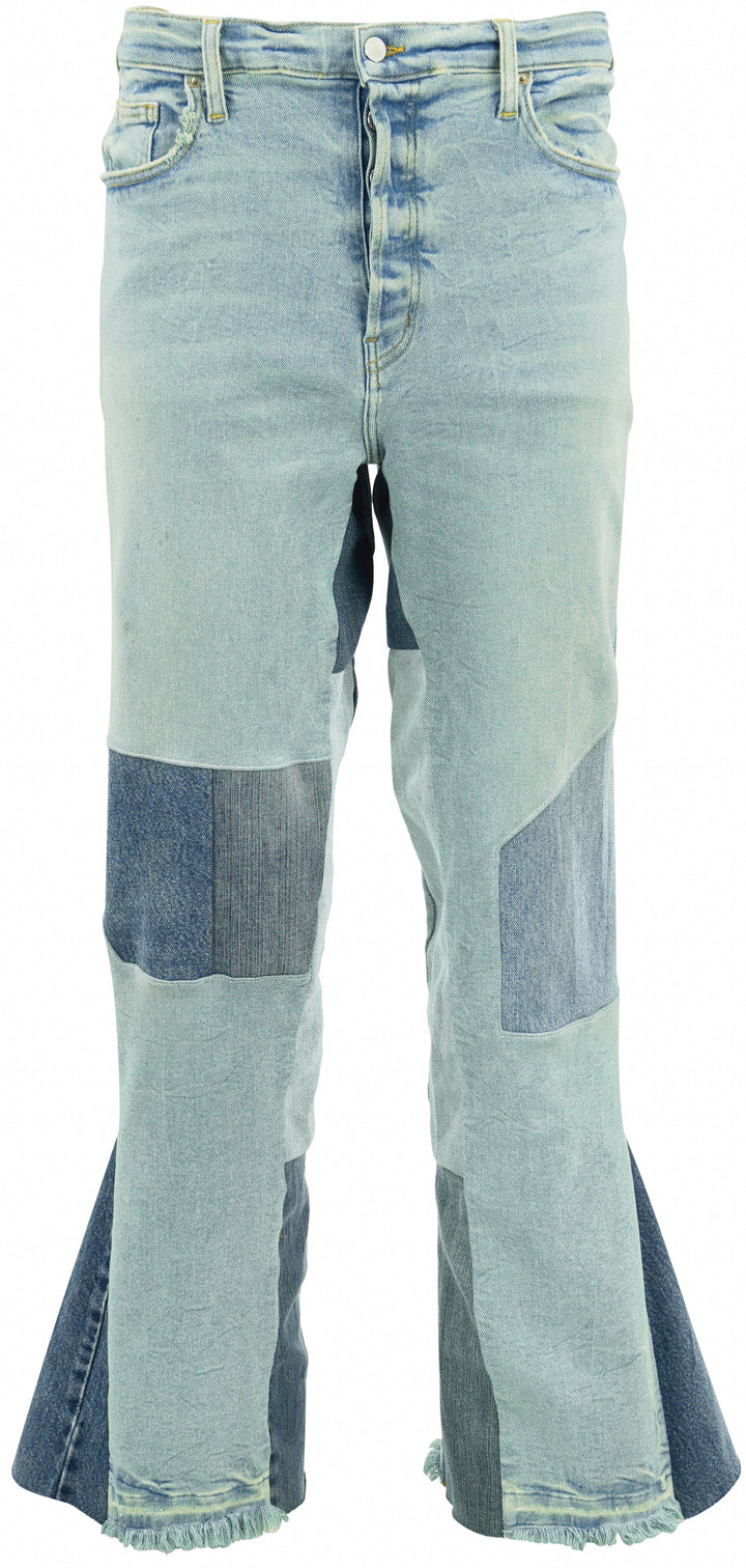 Lost Daze Patchwork Flared Jeans in Multicolor Denim - Discounts on Lost Daze at UAL