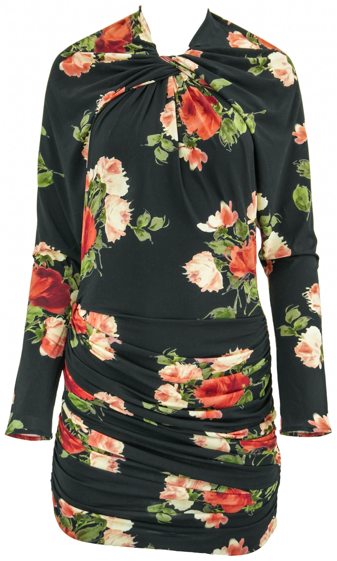 Magda Butrym Draped Mini Dress in Black Floral - Discounts on Magda Butrym at UAL
