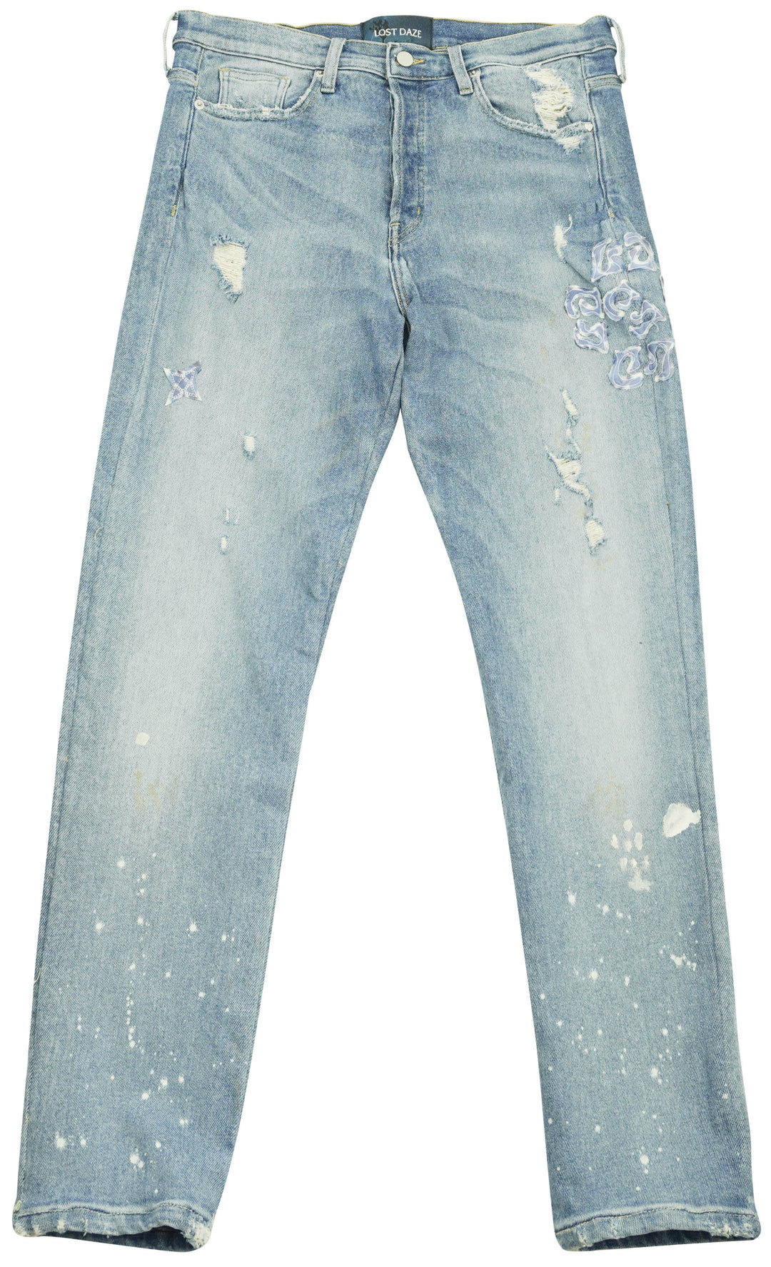 Lost Daze Distressed Straight Leg Jeans in Light Wash Denim - Discounts on Lost Daze at UAL