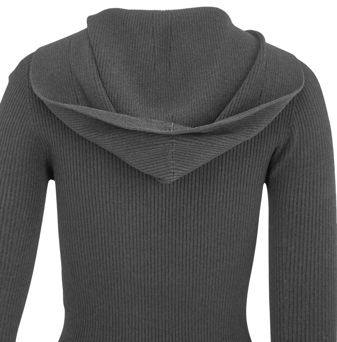 Alaïa Ribbed Hooded Dress in Black