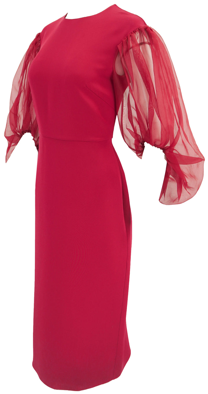 Altuzarra Danielle Sheer Sleeve Midi Dress in Syrah