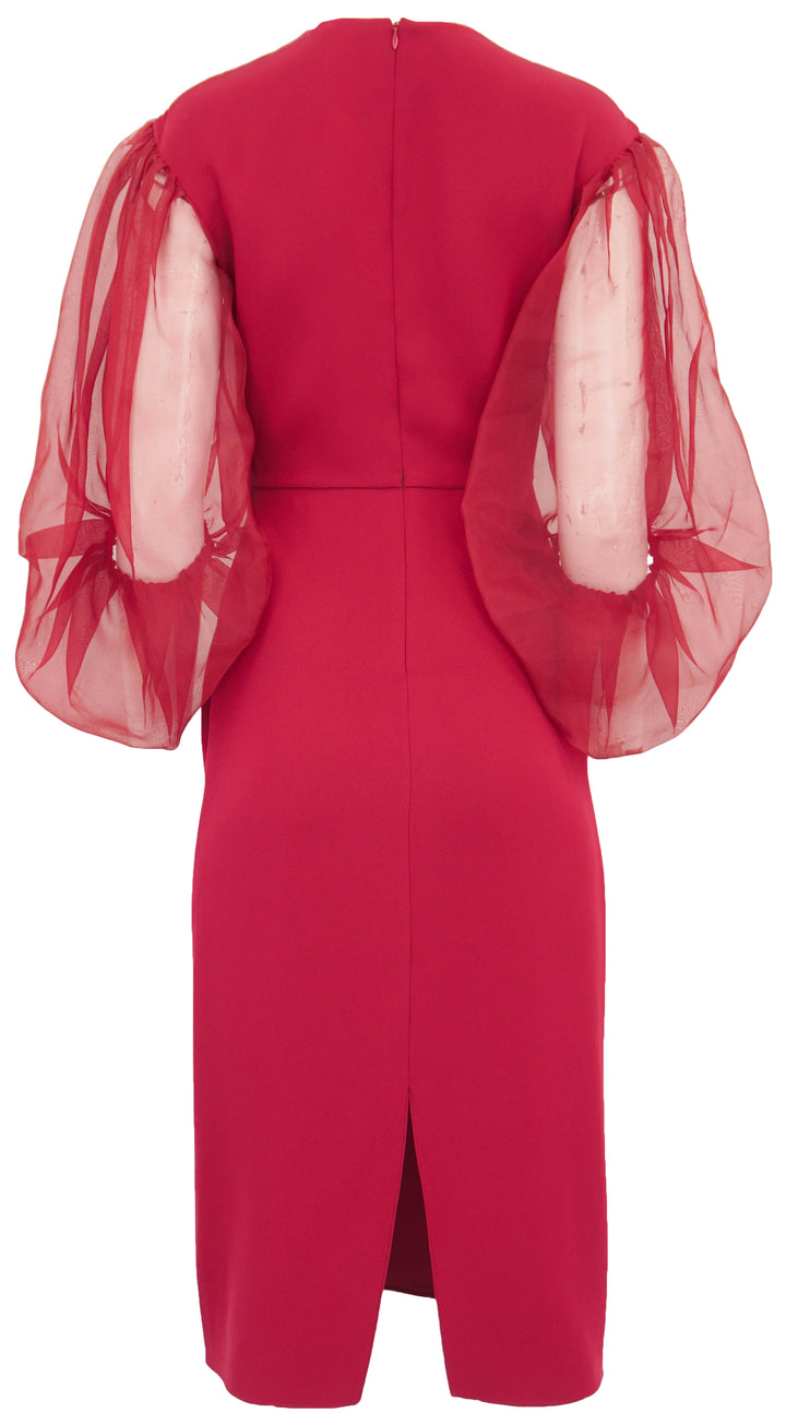 Altuzarra Danielle Sheer Sleeve Midi Dress in Syrah