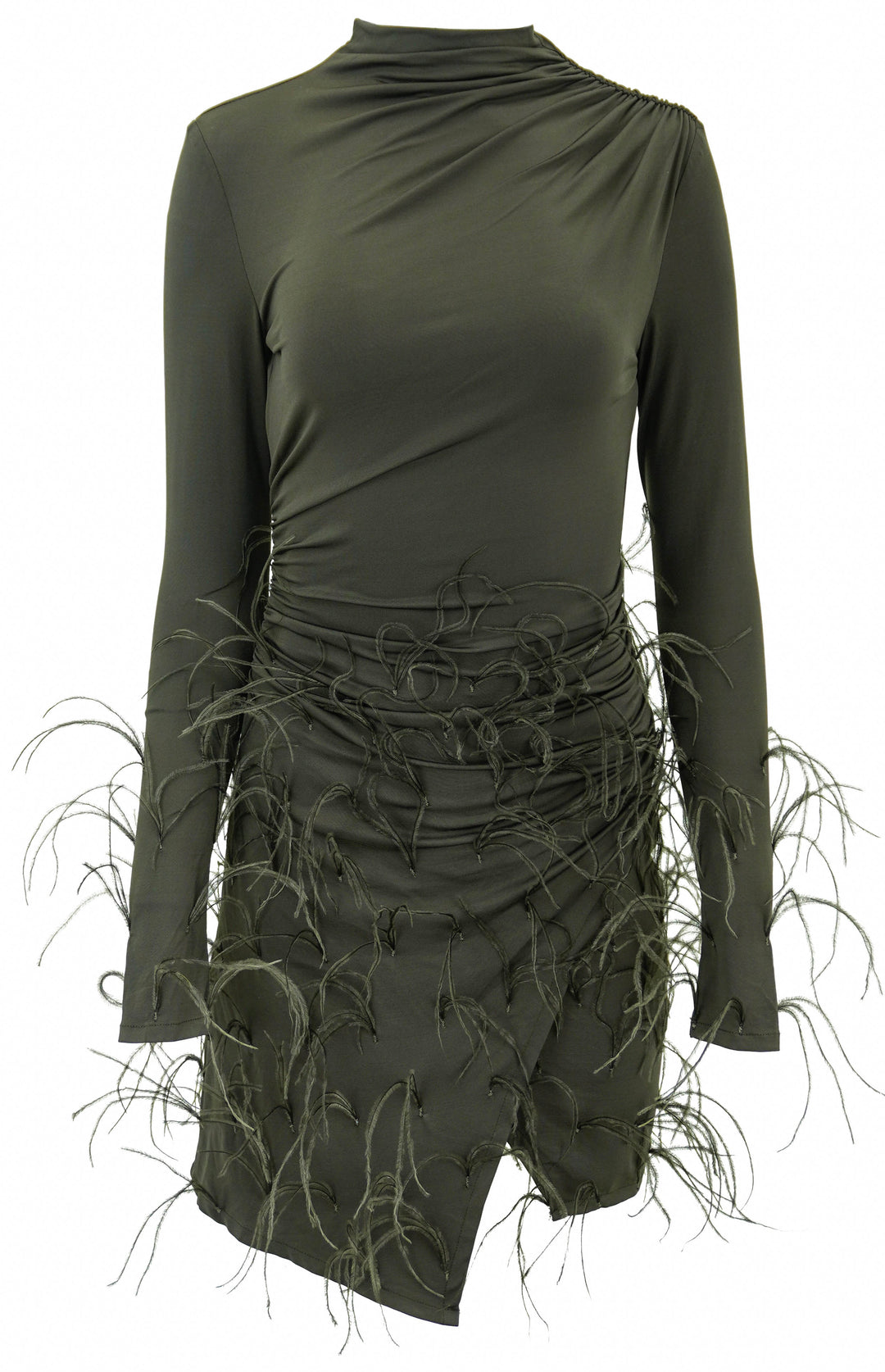 LaPointe Long Sleeve Embellished Feather Dress in Cacao - Discounts on LaPointe at UAL