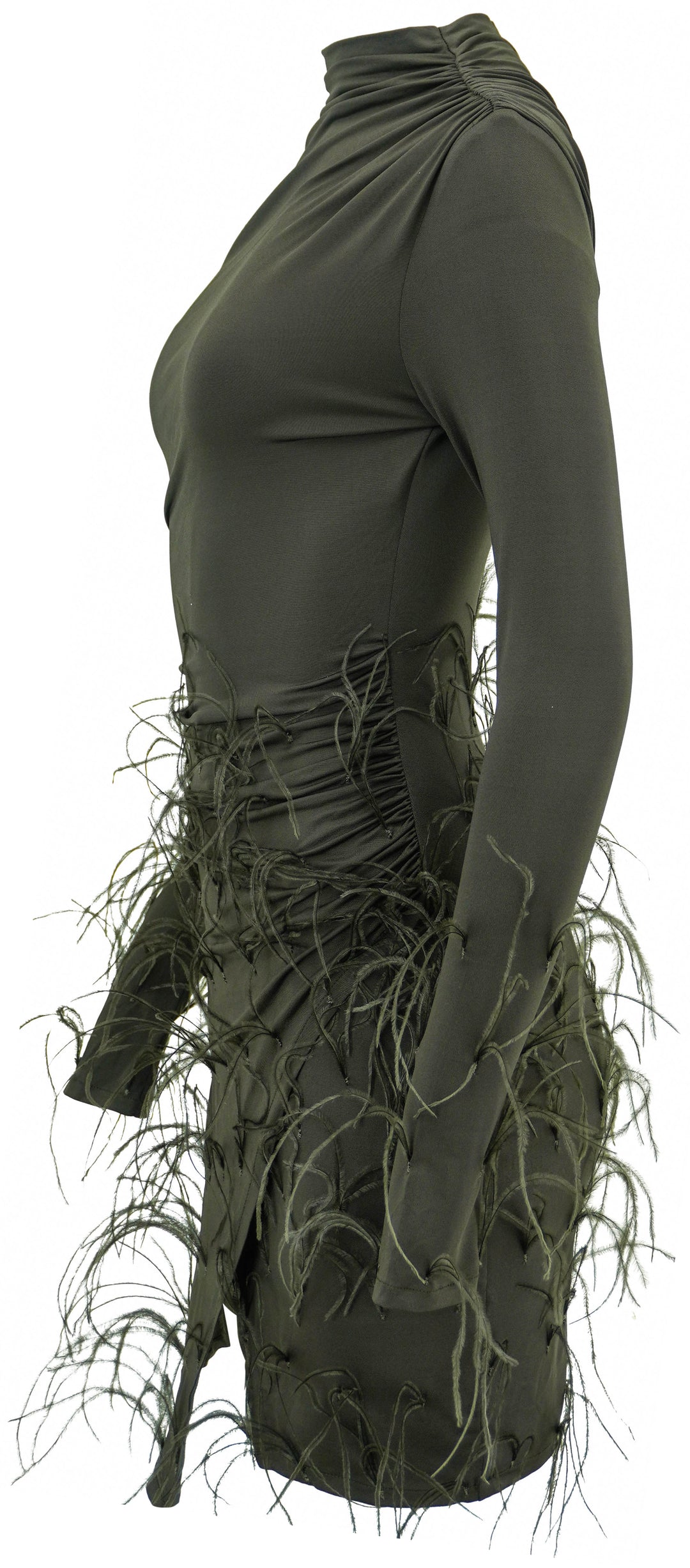 LaPointe Long Sleeve Embellished Feather Dress in Cacao - Discounts on LaPointe at UAL