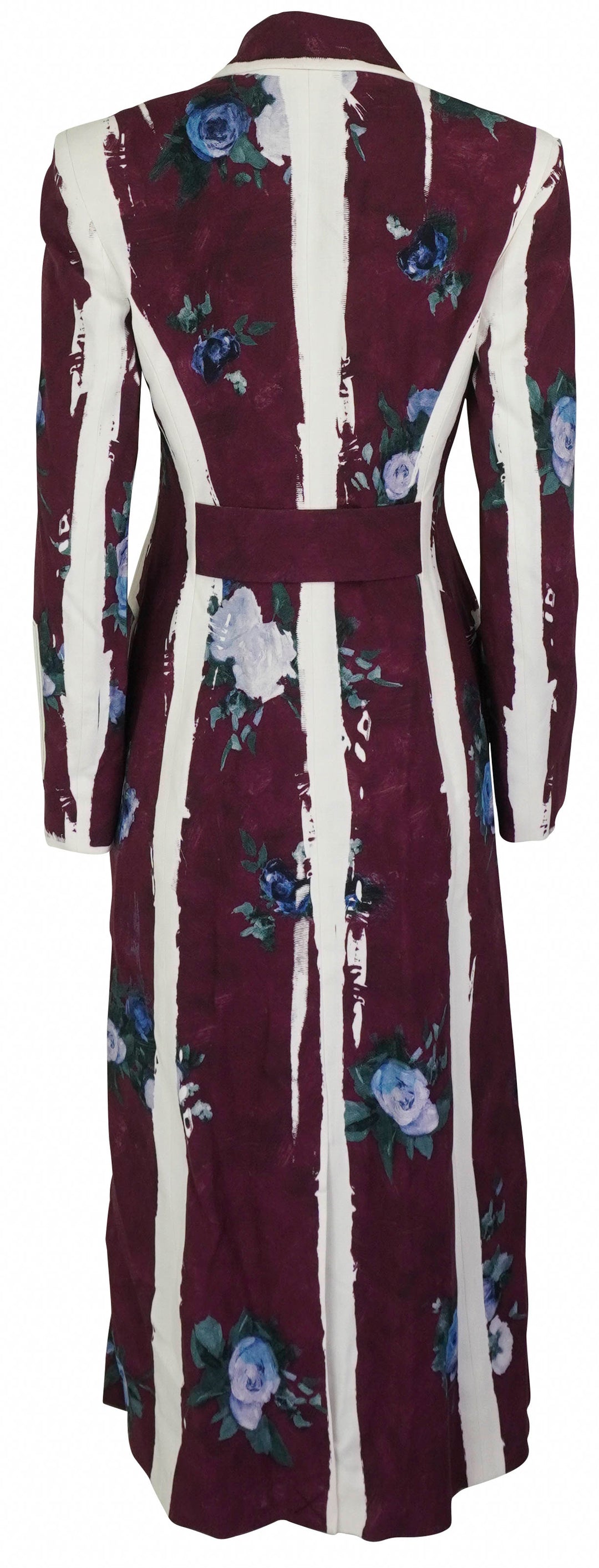 Erdem Tailored Abstract Rose Coat in Mulberry Red