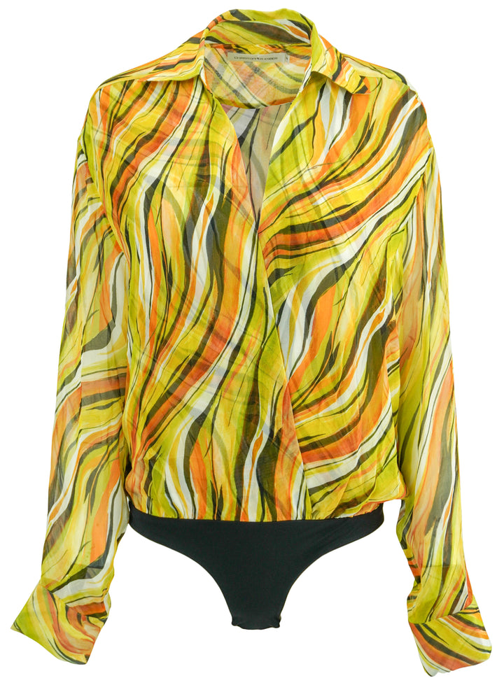 Christopher Esber Folia Bodysuit in Green Multi - Discounts on Christopher Esber at UAL