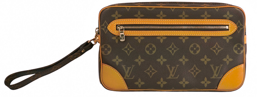 Louis Vuitton Vintage Pochette Marly Dragonne Clutch Bag in Brown Monogram