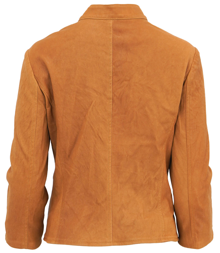 Susan Bender Leather Jacket in Brown - Discounts on Susan Bender at UAL