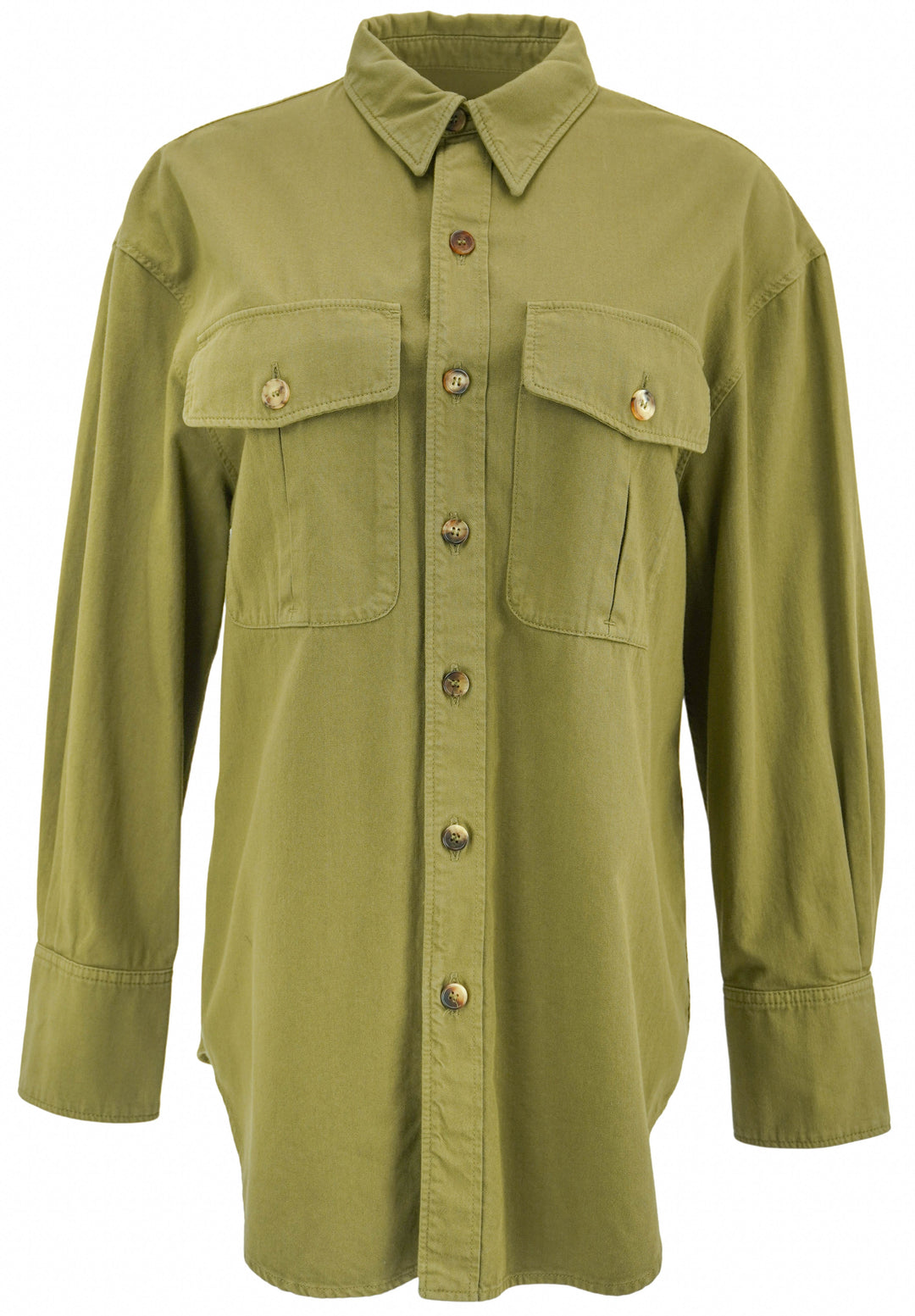 Saint Laurent Oversized Button Down Shirt in Authentic Khaki - Discounts on Saint Laurent at UAL