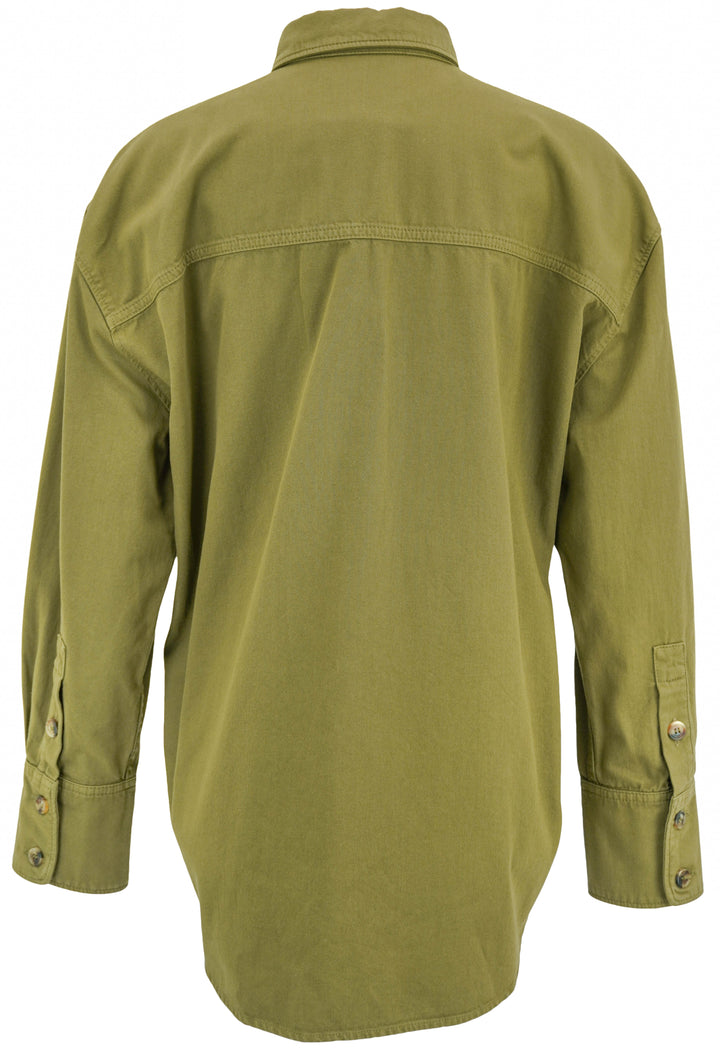 Saint Laurent Oversized Button Down Shirt in Authentic Khaki - Discounts on Saint Laurent at UAL