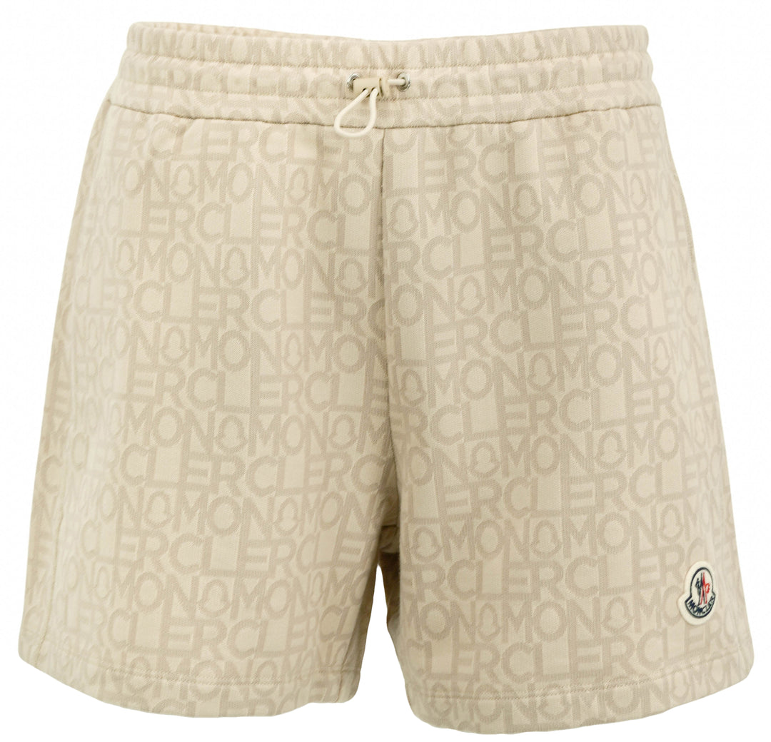 Moncler Monogram Drawstring Shorts in Beige - Discounts on Moncler at UAL