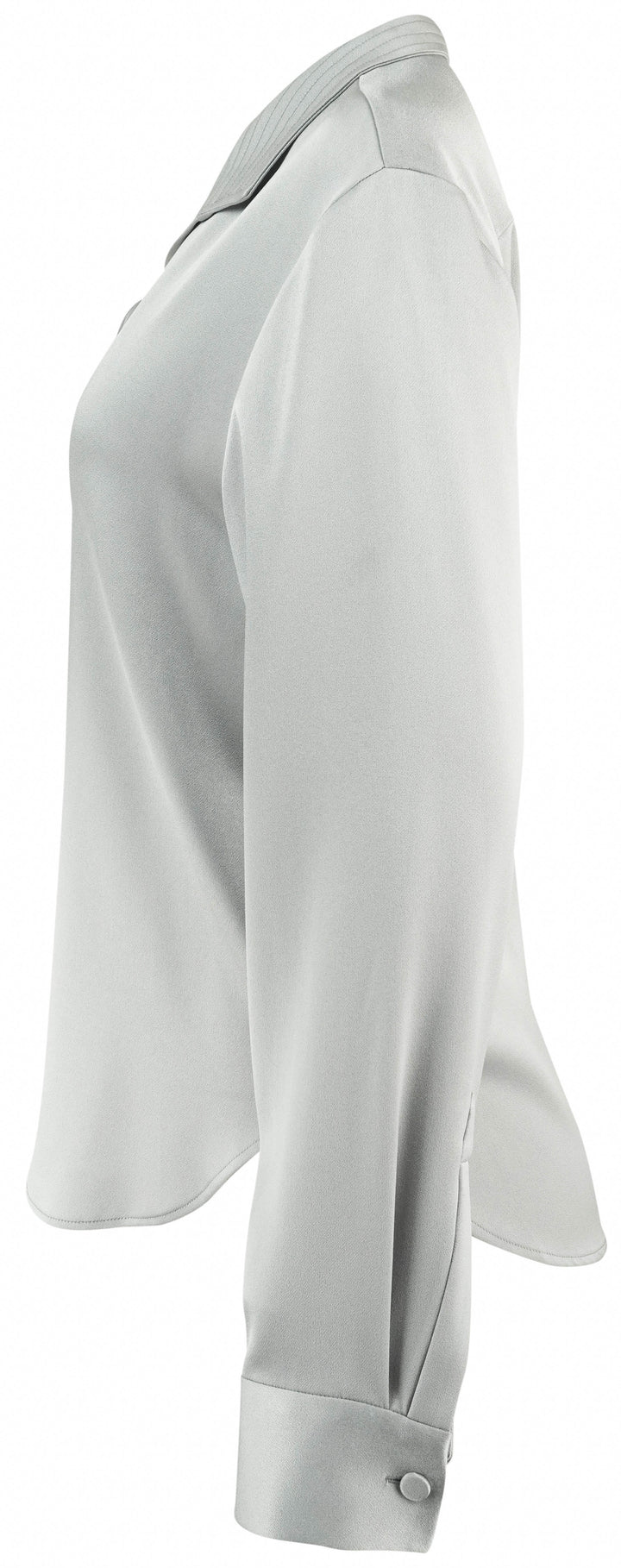 Alex Perry Satin Crepe Shirt with Stand Collar in Silver - Discounts on Alex Perry at UAL