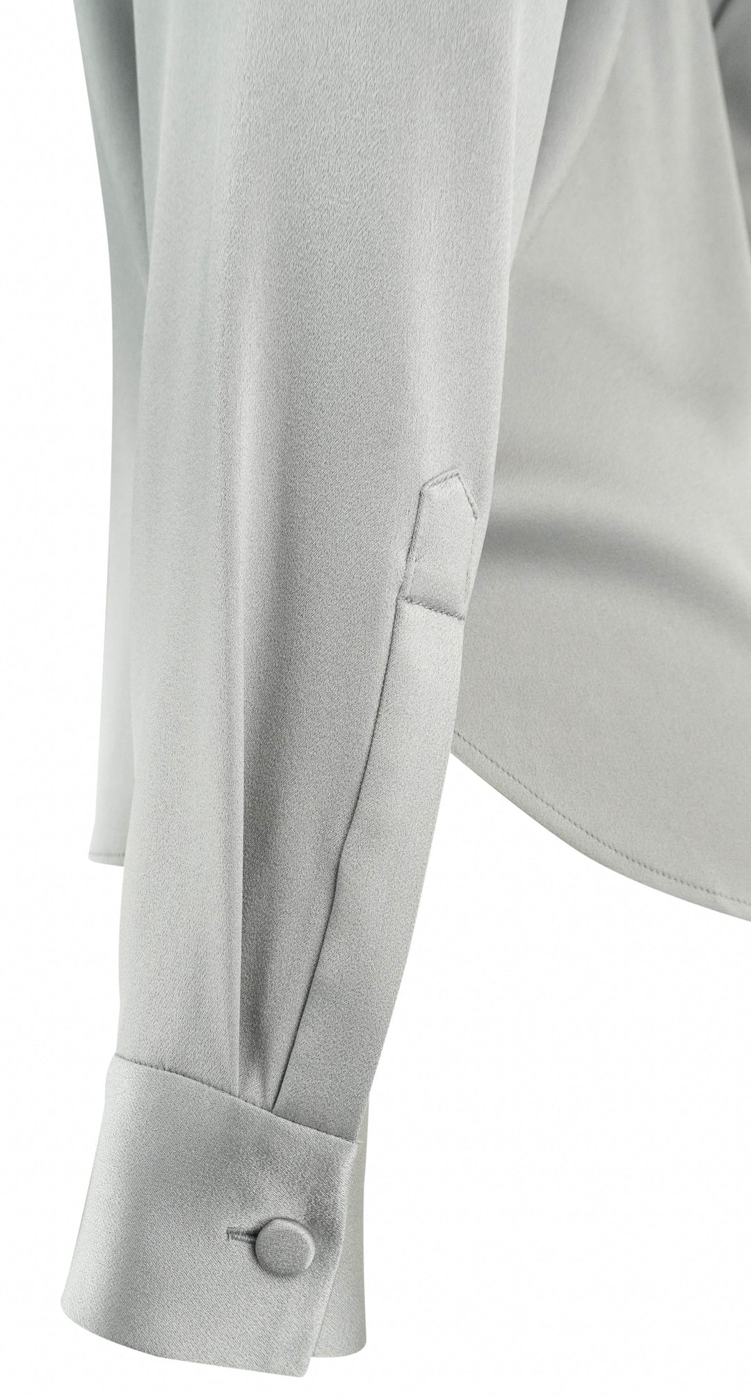 Alex Perry Satin Crepe Shirt with Stand Collar in Silver - Discounts on Alex Perry at UAL